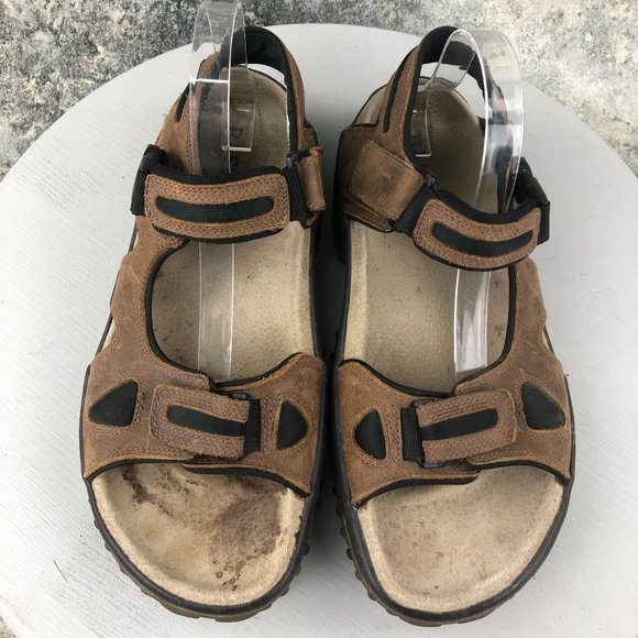 GH Bass & Co Men's Size 11M Northview Brown Leather Open Toe Hook & Loop Sandals - Picture 3 of 13